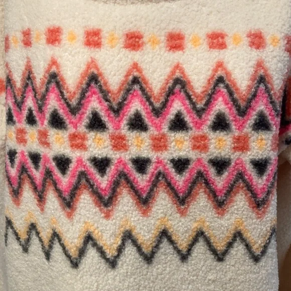 LOFT Cream Sweater with Pink and Black Pattern - Picture 3 of 11